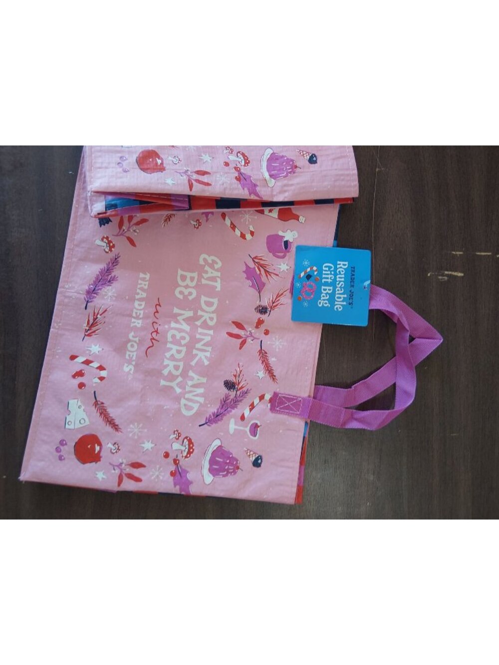 Trader Joes Gift Bag Reusable Pink Limited Edition 12x6x10" New